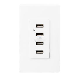 Spinta USB bianca, presa elettrica USB 4 porte USB con 2 piastre a parete