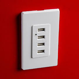 Spinta USB bianca, presa elettrica USB 4 porte USB con 2 piastre a parete