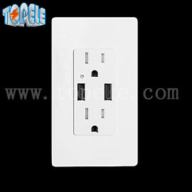 Spinta USB bianca, presa elettrica USB 4 porte USB con 2 piastre a parete