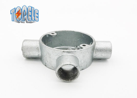 20mm 25mm 32mm BS4568 Conduit Circular Box Three Tee Way Box di ferro malleabile