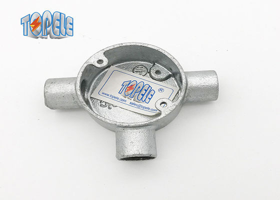 20mm 25mm 32mm BS4568 Conduit Circular Box Three Tee Way Box di ferro malleabile