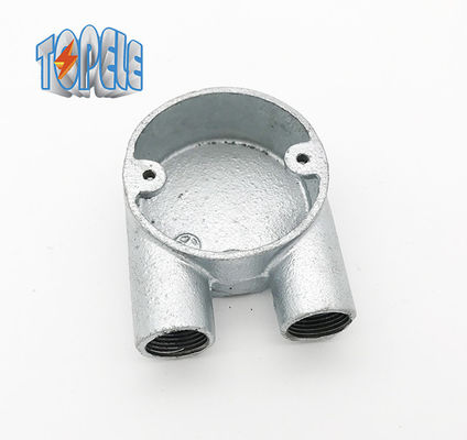 Branch 2 Way U Casella di ferro malleabile BS4568 Fitting di condotto galvanizzato a caldo