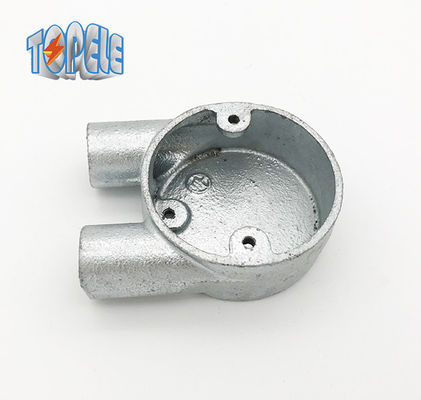 Branch 2 Way U Casella di ferro malleabile BS4568 Fitting di condotto galvanizzato a caldo